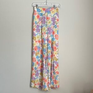 Billabong Pastel Floral Gauze Side Slit Beach Pants